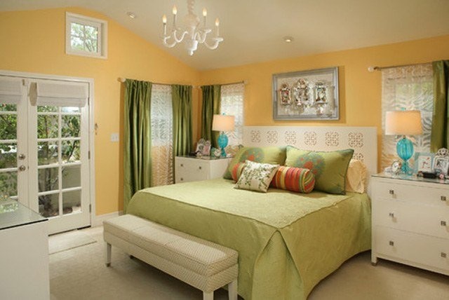 yellow and green bedroom